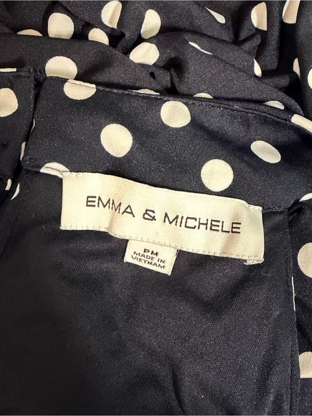 Emma & Michele Dark Navy Polka Dot Halter Wide Leg Cropped Romper Sz PM - Picture 14 of 14